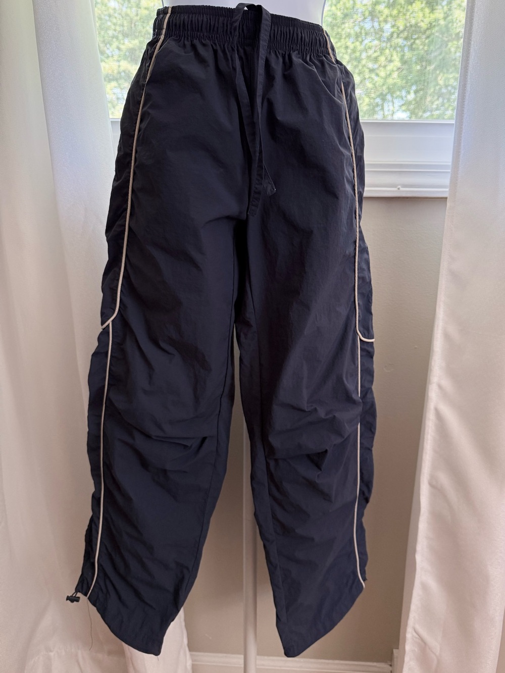 BDG Navy Track Pants with White Piping